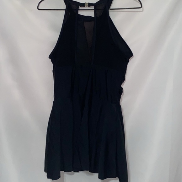 HOLIPICK WO SIZE LARGE BLACK MESH SHEER INSET RUCHED MIDDLE ONE PIECE SWIMSUIT - Picture 11 of 13